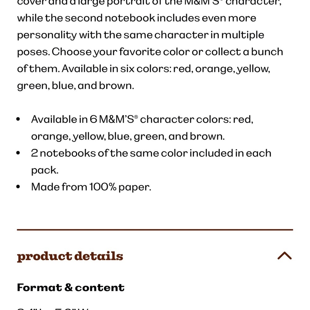 M&M'S Multicolor Hardcover Notebooks - Red Blue Yellow Green Brown Orange - Picture 11 of 12
